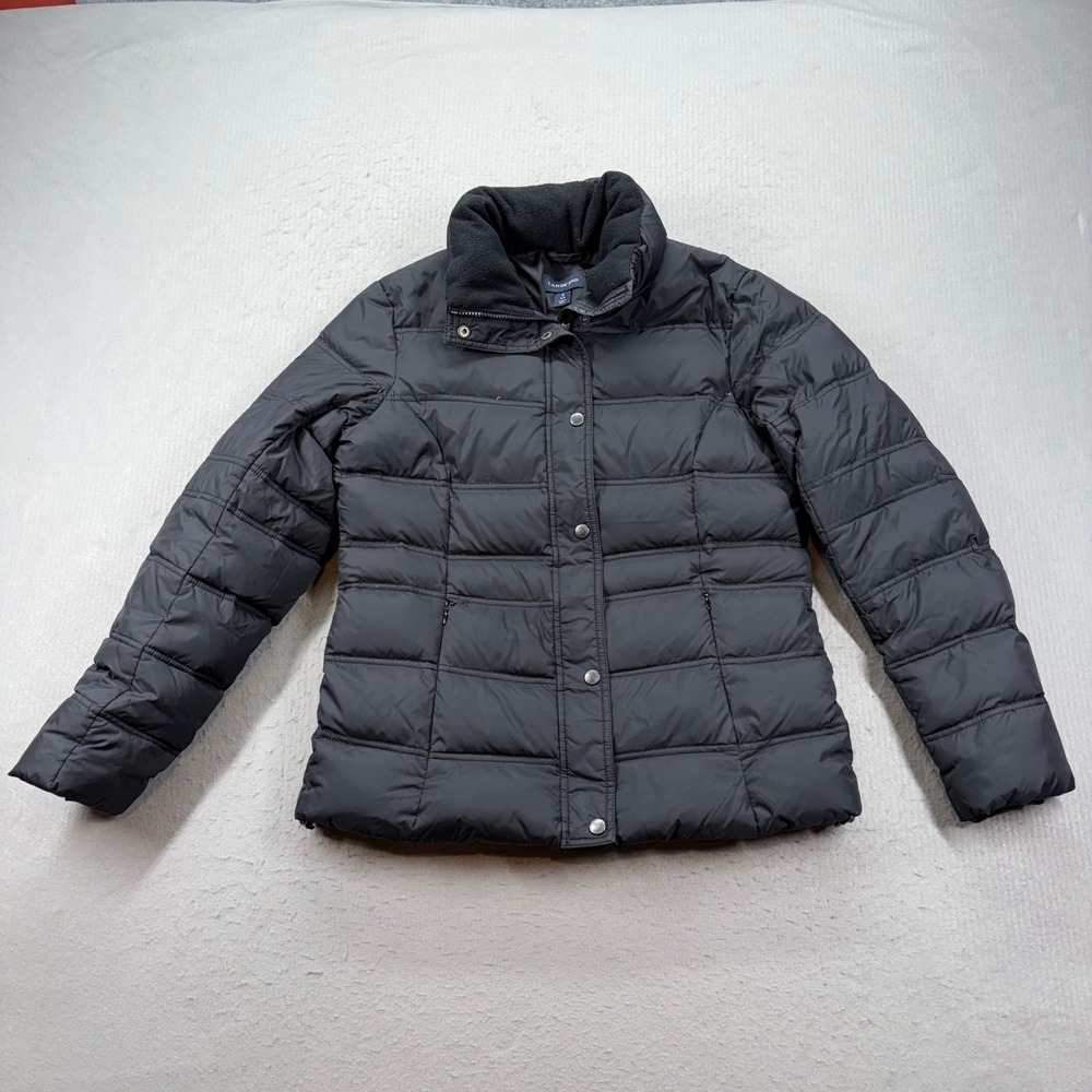 Lands' End Puffer Jacket Womens Size S Black Down Insulated Quilted Coat